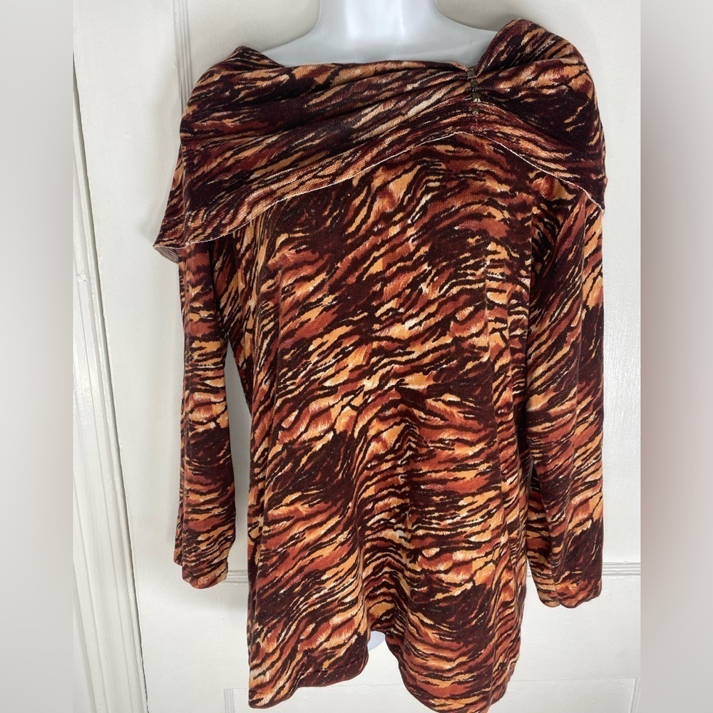 Reba XL Animal Print Cowl Neck Dillards Lightweight Sweater